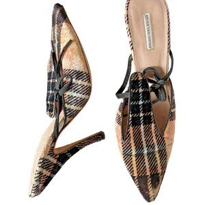 DRIES VAN NOTEN brown/beige velvet mules women's EU size 40